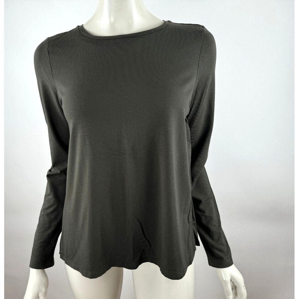 Eileen Fisher Stretch Jersey Knit Crew Neck Top Women PS EUC Long Sleeve Shirtâ
